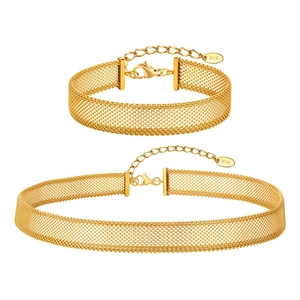 Schmuckset aus 18K Gold mit Mesh-Halskette und Armband sowie verstellbarem Verschluss