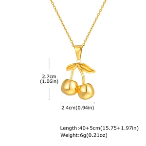 Tableau des tailles détaillé pour le pendentif cerise doré avec mesures en centimètres