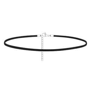 Choker in velluto nero con catena regolabile in acciaio inossidabile e chiusura a moschettone