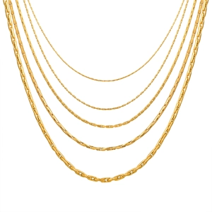 Collares minimalistas de acero inoxidable dorado martillado en cinco anchos distintos