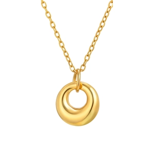 Collar minimalista de acero inoxidable dorado con colgante de anillo circular mujer