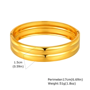 Parámetros de tamaño del brazalete de doble capa de acero inoxidable dorado pulido