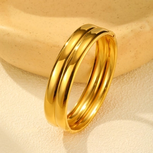 Brazalete Abierto para Mujer de Acero Inoxidable Chapado en Oro 18K Doble Capa Pulido Espejo Joyería Minimalista