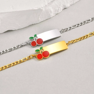Gold- und Silberarmbänder mit Kirsch-Anhänger und gravierbarer Identitätsplatte
