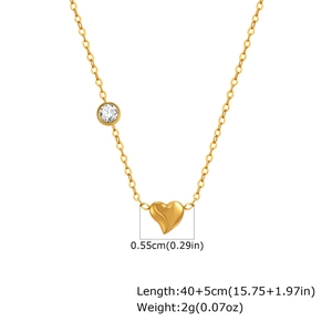 Detailed view of golden heart pendant necklace with dimensions 0.55cm and zircon accent