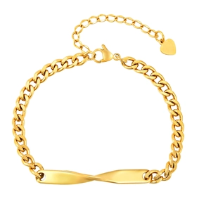 Bracelet Mobius en acier inoxydable doré avec barre torsadée et pendentif cœur