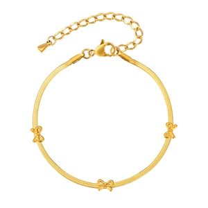 Bracelet chaîne serpent dorée avec breloques nœuds et fermoir mousqueton réglable