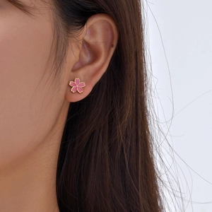 Parure bijoux cerisier en acier doré avec boucles d'oreilles et collier pour fille