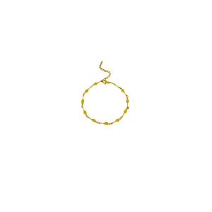 Elegant golden stainless steel anklet with tennis racket leaf charms and lobster clasp