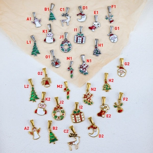 Pendentifs de Noël DIY en acier inoxydable émaillé motifs Père Noël et bonhomme de neige