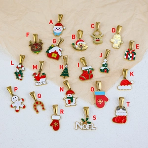 20 styles de breloques de Noël en émail coloré avec Père Noël et bonhomme de neige pour bijoux