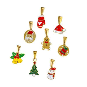 Ensemble de pendentifs de Noël en acier inoxydable avec Père Noël et bonhomme de neige DIY