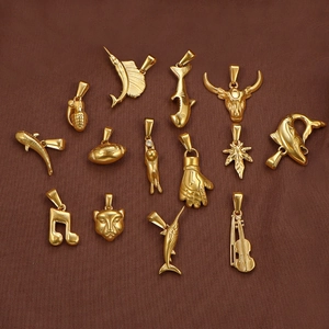 Fashion Stainless Steel Pendant For Men Women Gold Plated Animal Music Sports Shape Hip Hop Jewelry Pendant Without Chain