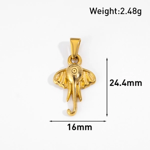 Detail of 24k gold-plated elephant pendant with precise weight and size dimensions