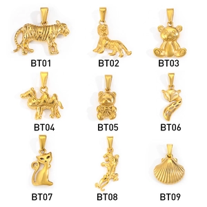 24k gold-plated animal charms set including tiger and fox shapes in stainless steel