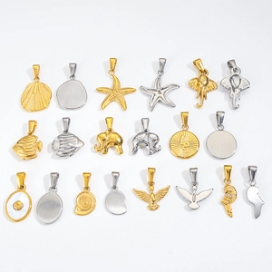 Detailed collection of 24k gold-plated stainless steel star and elephant animal pendants