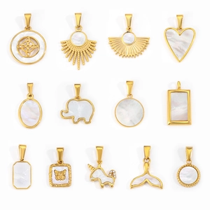 Collection de pendentifs plaqués or 24K avec incrustations de nacre et motifs animaux