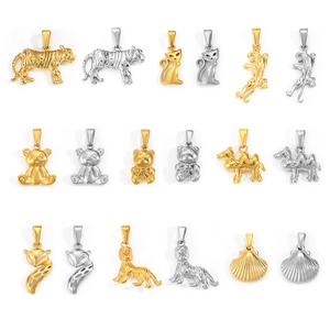 Detailed grid of gold and silver animal pendants including tiger, fox, and bear designs