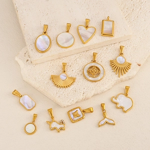 Pendentifs en nacre blanche et plaqué or 24K aux formes variées pour bijoux DIY