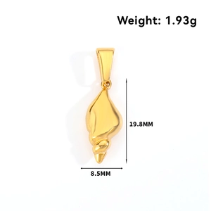 Macro detail of conch pendant showing dimensions 19.8mm height and 8.5mm width