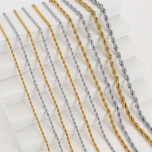 Minimalistische Roestvrijstalen Touwketting Halsketting Voor Dames Heren Vintage Vacuüm Verguld Gedraaide Schakelketting Voor Hangers