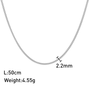 Detail van 2,2 mm roestvrijstalen gourmetketting met 50 cm lengte en 4,55 g gewicht