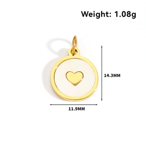 Vue détaillée du pendentif cœur avec dimensions 14,3 mm et poids de 1,08 g