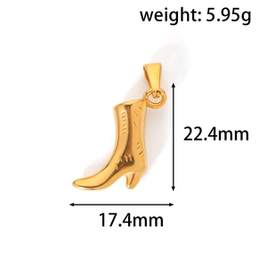Detail view of a 22.4mm gold boot charm with weight and size specifications