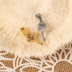 24k gold and silver plated stainless steel Saint Benedict key pendant necklace for women