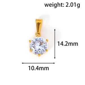 Detailansicht eines goldfarbenen 6-Krallen-Anhängers mit 10,4 mm rundem Kristall