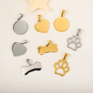 Ciondolo in Acciaio Inossidabile Lucidato a Specchio Accessori per Gioielli DIY Cuore Tondo Osso Zampa Tag ID per Animali