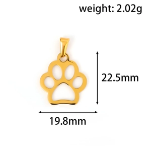 Ciondolo a zampa dorato dimensioni 22,5x19,8mm con peso 2,02g e dettaglio del gancio