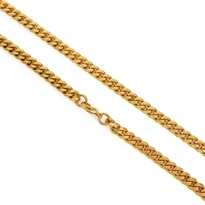 Chunky gold stainless steel Cuban link necklace with a secure lobster clasp closure