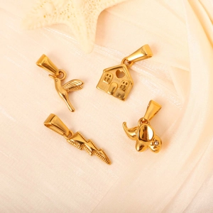 Gepolijste 24k vergulde hangers met kolibrie, huis, bliksem en olifant voor kettingen