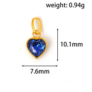Blauer Herzanhänger mit Goldbeschichtung, 10,1 mm x 7,6 mm Größe und 0,94 g Gewicht
