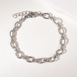 Bracelet gourmette en acier inoxydable argenté avec fermoir mousqueton et chaîne d'extension
