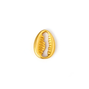Vue détaillée du pendentif coquillage cauri plaqué or 24 carats au lustre métallique