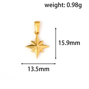 Spécifications détaillées de taille pour un pendentif étoile du nord en acier doré