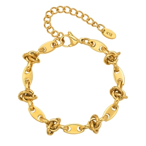 Bracciale minimalista in acciaio inossidabile dorato con incisione K18 e chiusura a moschettone