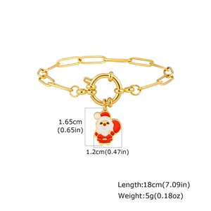 Détail d'un bracelet de Noël doré de 18cm avec breloque Père Noël et fermoir ressort