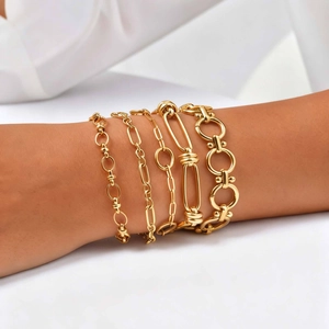 18K Gold Plated Stainless Steel Chain Bracelet For Women Minimalist Oval Link Adjustable Fashion Jewelry Accessories