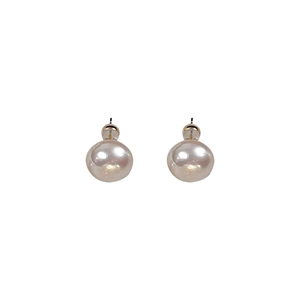 Elegantes pendientes de doble perla con perla rosa brillante y botón transparente