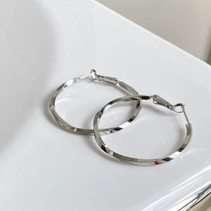 Pendientes de Aro Torsado para Mujer Cobre Plateado Poste de Plata de Ley 925 Círculo Geométrico Joyería de Moda