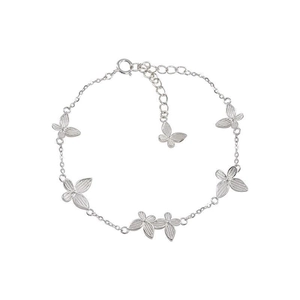Elegant 925 silver plated butterfly bracelet with adjustable chain on white background