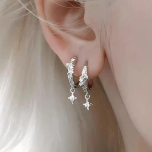 Pendientes de Aro de Cobre con Estrella Plateados con Colgante de Strass Elegante Starburst Pendientes Joyería para Mujer