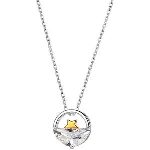 Elegante collar de plata con colgante de estrella y circón brillante para mujer