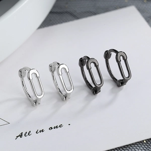 Boucles d'Oreilles Huggie Trombone Minimalistes Avec Tige en Argent Sterling 925 Pour Hommes Femmes Épingle à Nourrice Bijoux