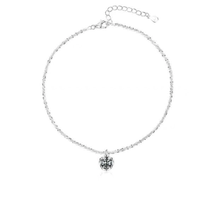 Bracelet de cheville en argent étincelant avec pendentif gemme ronde et fermoir S925