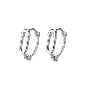 Boucles d'oreilles trombone minimalistes en argent S925 avec design à maillons ovales