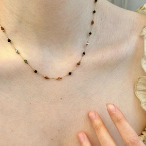 Collana di Perline Colorate Dopamina Per Donna Minimalista Placcato Oro Acciaio Inossidabile Choker Gioielli di Moda